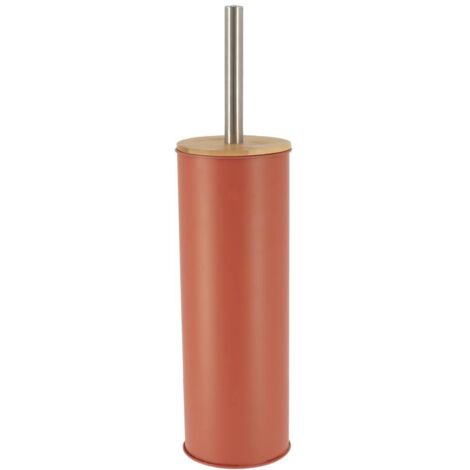 Escobillero metálico con tapa de bambú - terracota - Tendance