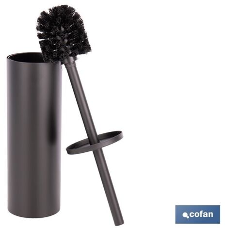 ESCOBILLERO PARA INODORO NEGRO MATE DE ACERO GAMA RIBEIRA 9,1 X 9,1 X 39 CM