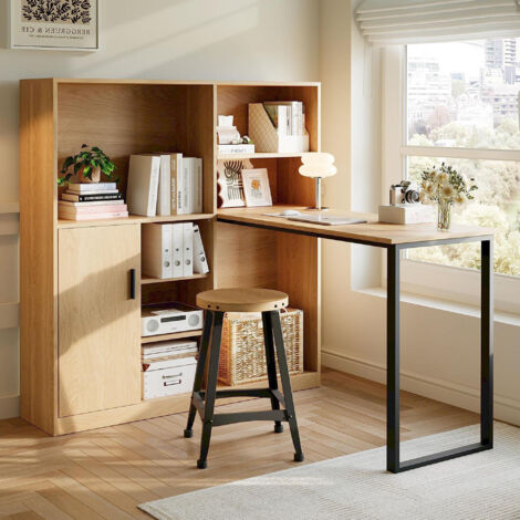 Escritio con estanterías diseño práctico almacenamiento MDF 100cm color natural