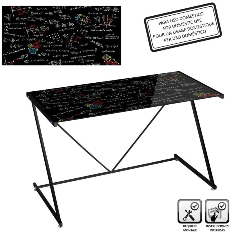 

Escritorio negro de cristal templado contemporáneo de pizarra de 75x60x120 cm