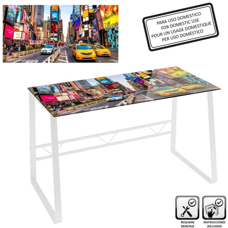 

Escritorio blanco de cristal templado contemporáneo de 75x60x120 cm
