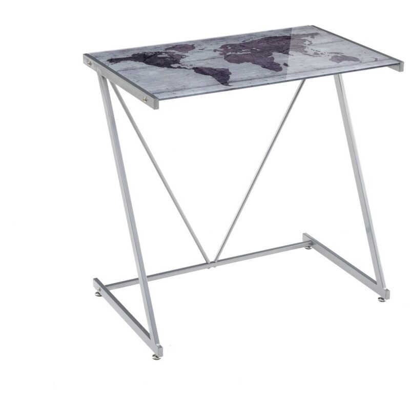 

Escritorio gris de metal y cristal templado contemporáneo de mapa de 79x50x80 cm