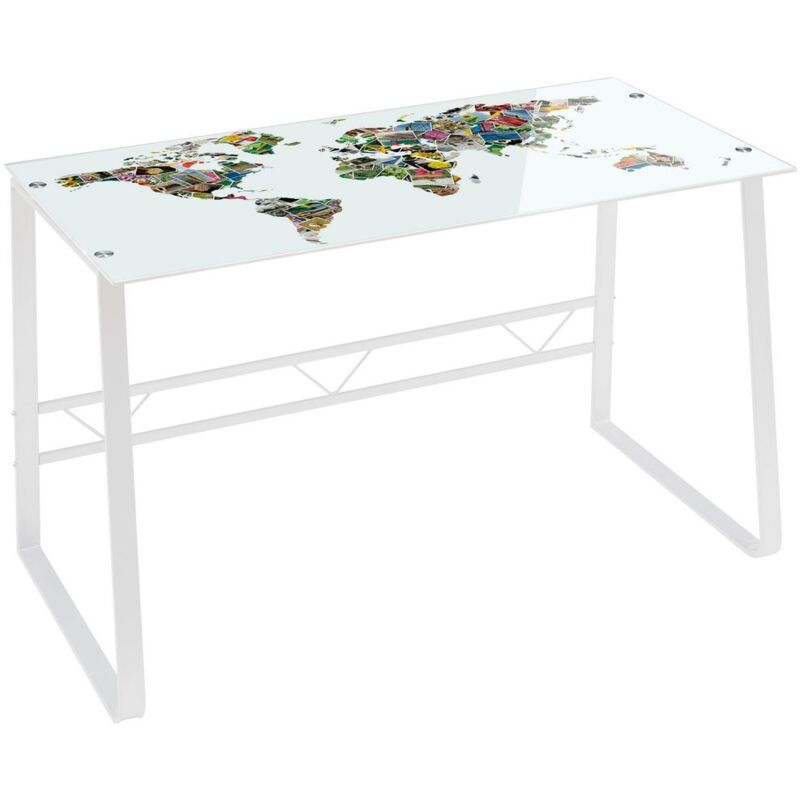 

Escritorio blanco de cristal moderno de 75x120x60 cm