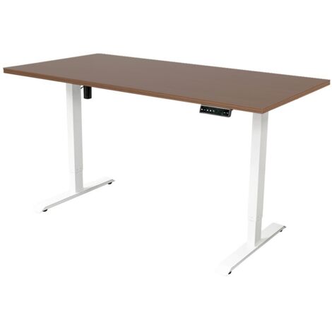 Escritorio ajustable 180x80 cm - Individual - Blanco/Roble oscuro