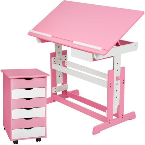 MAMIZO Juego de sillas de escritorio para niños con altura ajustable, mesa  infantil con tablero inclinable, escritorio para niños y niñas, escritorio  juvenil con cajón (rosa) : : Hogar y cocina