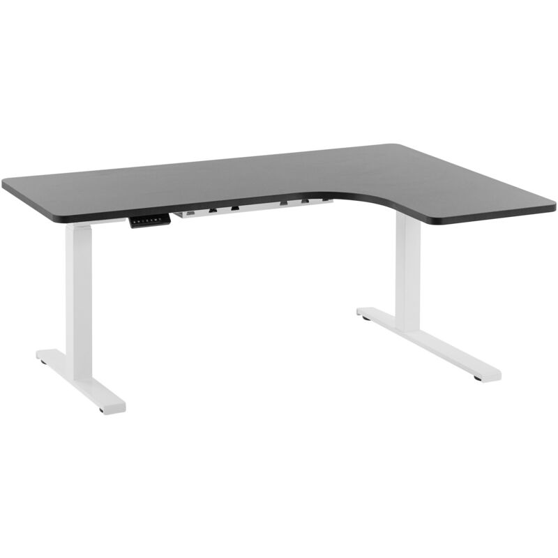 

Beliani - Escritorio ajustable esquinero madera negro/blanco derecho 160x110 cm DESTIN II
