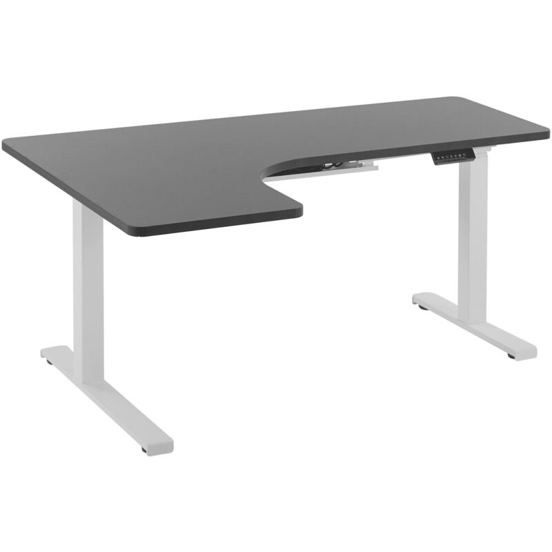 

Beliani - Escritorio ajustable esquinero negro/blanco izquierdo 160x110 cm DESTIN II