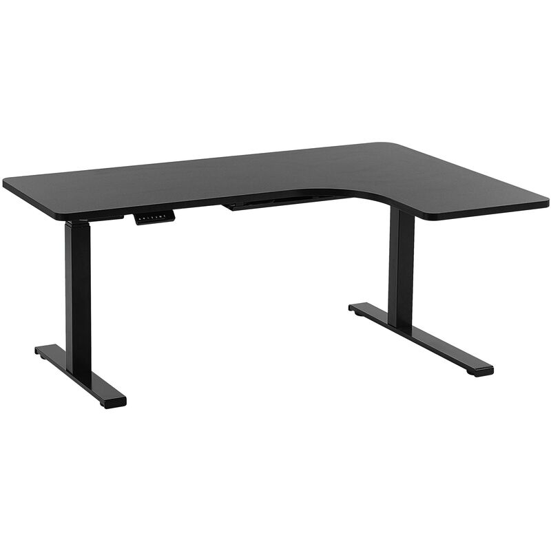 

Beliani - Escritorio ajustable esquinero negro derecho 160x110 cm DESTIN II