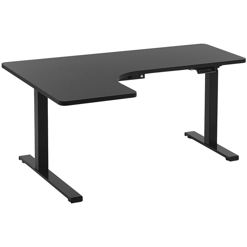 

Beliani - Escritorio ajustable esquinero negro izquierdo 160x110 cm DESTIN II