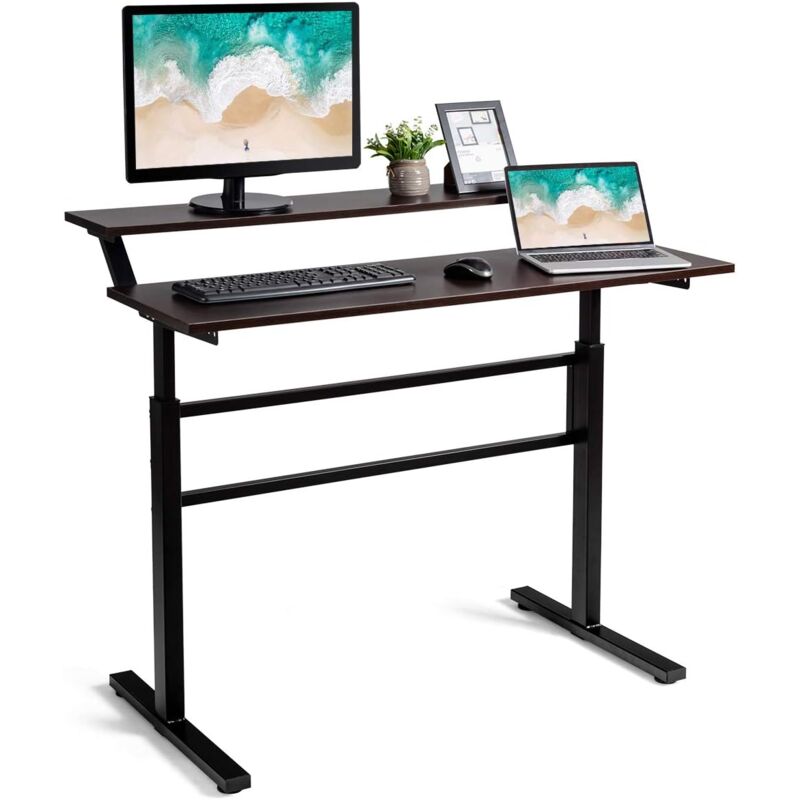 

Costway - Escritorio Altura Regulable Mesa de Ordenador Mesa Alta con Estante para Sentarse y Pararse Escritorio de Trabajo para Oficina Hogar