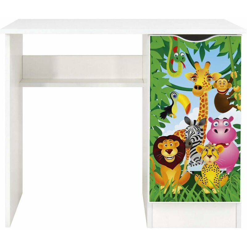 

Escritorio blanco con el compartimiento - Animales de la selva