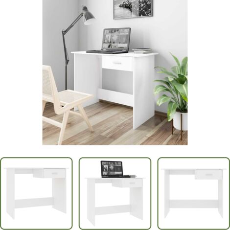 Escritorio blanco -  Escritorio de madera contrachapada blanco 100x50x76 cm