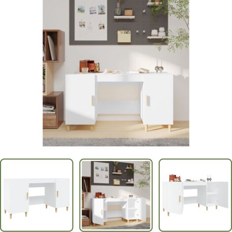 Escritorio blanco -  Escritorio de madera contrachapada blanco 140x50x75 cm