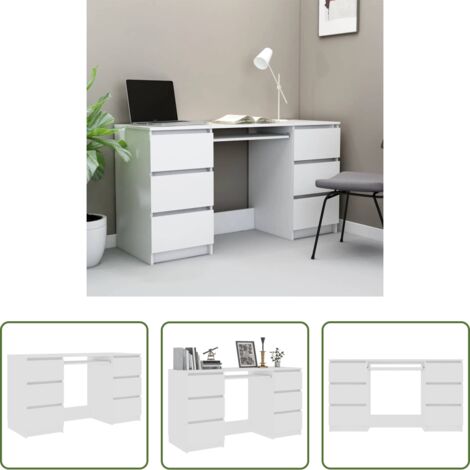 Escritorio blanco -  Escritorio de madera contrachapada blanco 140x50x77 cm