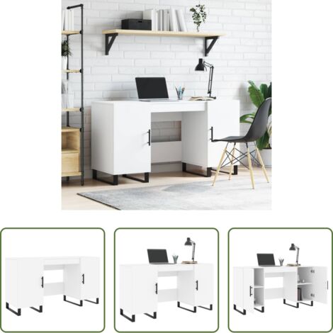 Escritorio blanco -  Escritorio madera de ingeniería blanco 140x50x75 cm