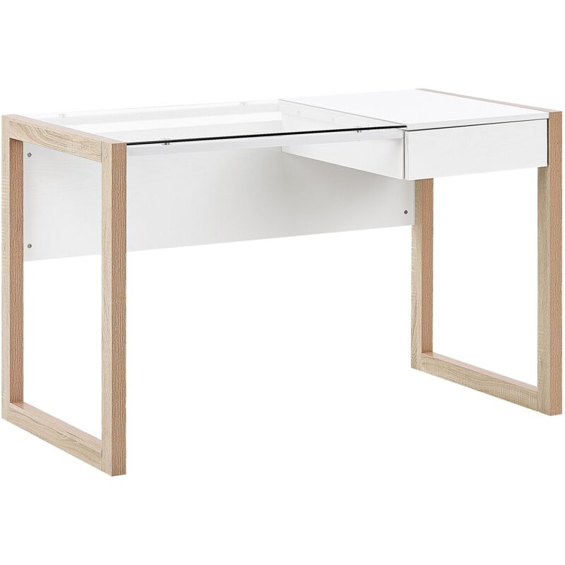 

Beliani - Escritorio blanco/madera clara 120x60 cm JENKS