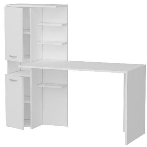 EPIKASA Escritorio Clio, Tablero Aglomerado de Melamina, Metal, Blanco, 150x60x135 cm