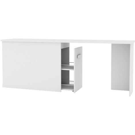 Vente-unique - escritorio rinconera norwy - 2 puertas y 2 cajones - Blanco y roble - madera clara, Blanco