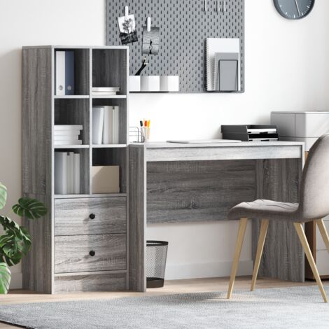 Escritorio con almacenamiento con cajón 2 pcs Gris