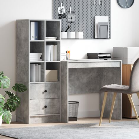 Escritorio con almacenamiento con cajón 2 pcs Gris Concreto