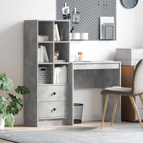 Escritorio con almacenamiento con cajón 2 pcs Gris Concreto