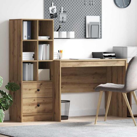 Escritorio con almacenamiento con cajón 2 pcs Roble artisan