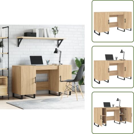 Escritorio con almacenamiento - vidaXL Escritorio madera de ingeniería roble Sonoma 140x50x75 cm - Escritorio industrial