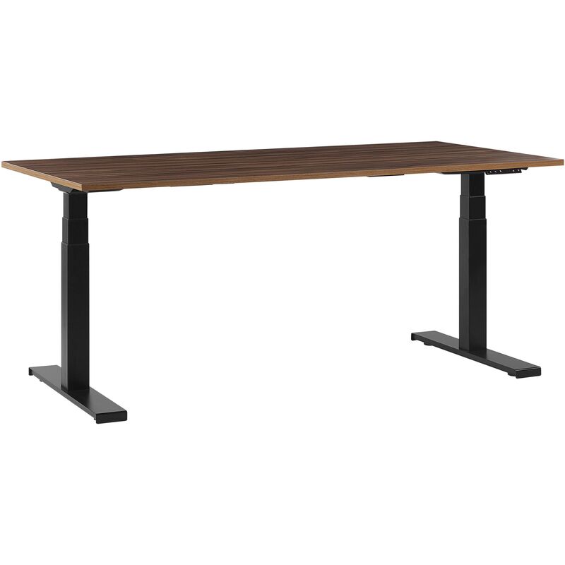 

Beliani - Escritorio con altura ajustable electrónicamente madera oscura-negro 180x80 cm DESTIN II