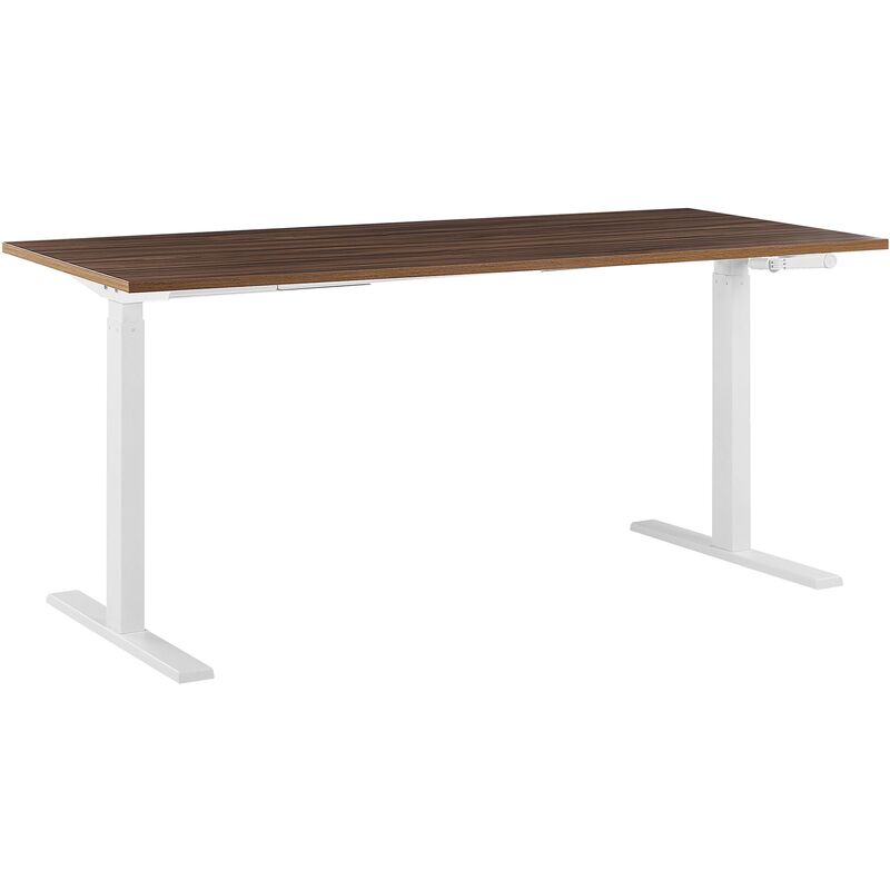 

Beliani - Escritorio con altura ajustable manualmente marrón-blanco 160x72 cm DESTIN II