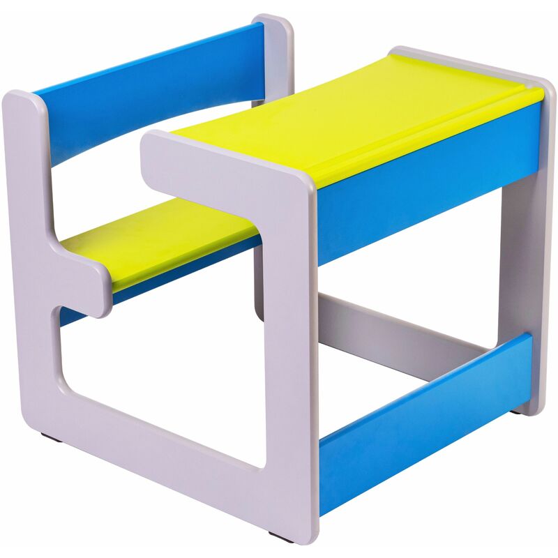 

Escritorio con banco para niños, mesa para niños 2en1, muebles para la habitación de los niños, set de muebles de madera para juegos:azul - azul