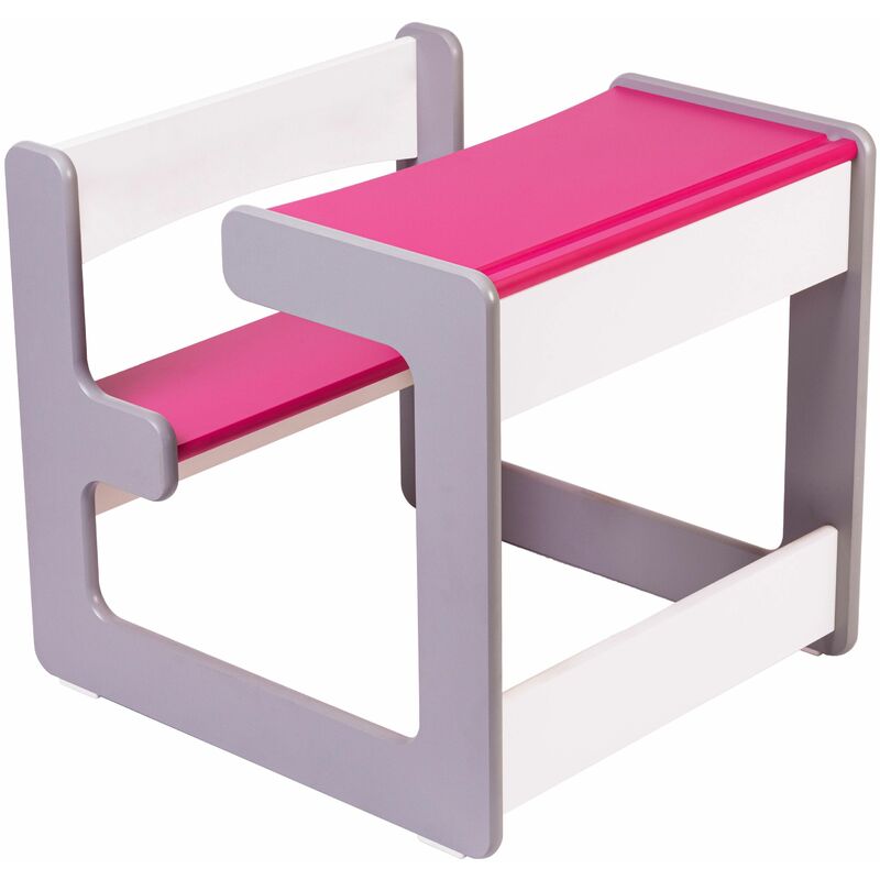 

Escritorio con banco para niños, mesa para niños 2en1, muebles para la habitación de los niños, set de muebles de madera para juegos:rosa - rosa