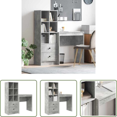 Escritorio con cajón -  Escritorio con cajón 2 pcs Gris Concreto