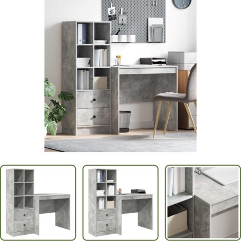 Escritorio con cajón -  Escritorio con cajón 2 pcs Gris Concreto