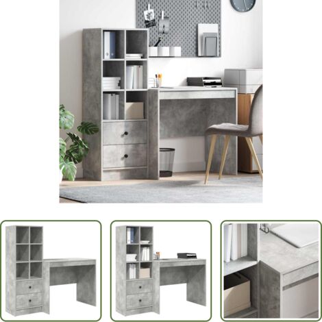 Escritorio con cajón -  Escritorio con cajón 2 pcs Gris Concreto
