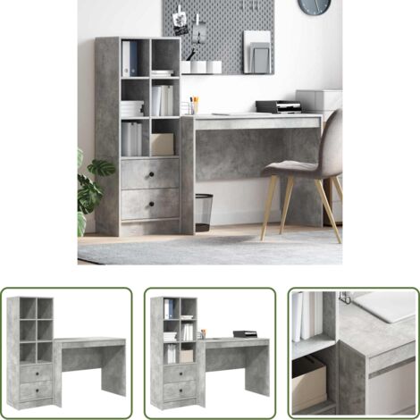 Escritorio con cajón -  Escritorio con cajón 2 pcs Gris Concreto
