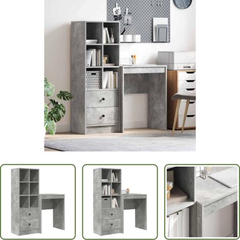 Escritorio con cajón -  Escritorio con cajón 2 pcs Gris Concreto