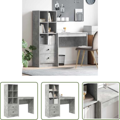 Escritorio con cajón -  Escritorio con cajón 2 pcs Gris Concreto