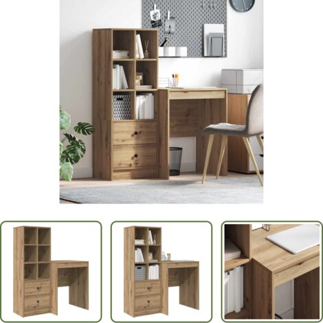 Escritorio con cajón -  Escritorio con cajón 2 pcs Roble artesanal