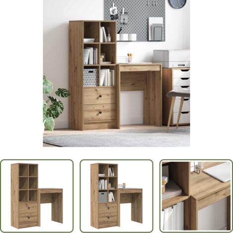 Escritorio con cajón -  Escritorio con cajón 2 pcs Roble artesanal