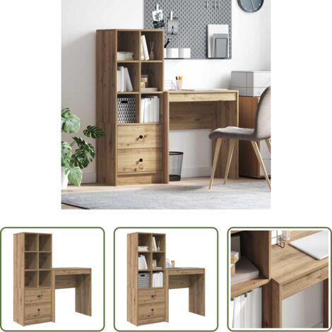 Escritorio con cajón -  Escritorio con cajón 2 pcs Roble artesanal