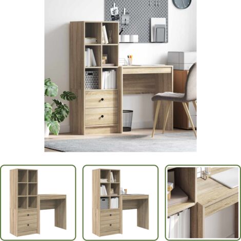 Escritorio con cajón -  Escritorio con cajón 2 pcs Roble Sonoma