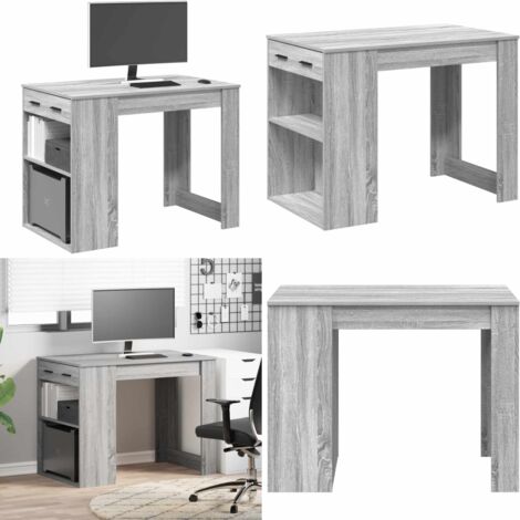 Escritorio con cajón estante madera contrachapada gris sonoma - Estante de madera contrachapada - Escritorio gris sonoma