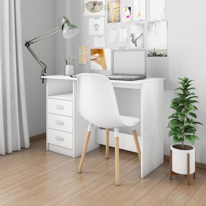 

Escritorio con cajones de aglomerado blanco 110x50x76 cm