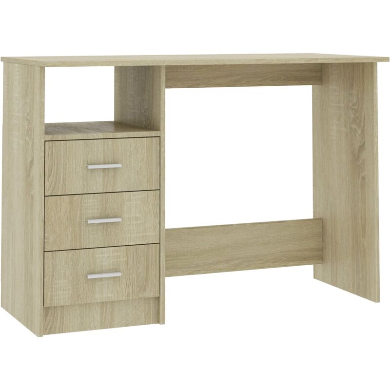 

vidaXL Escritorio con Cajones de Aglomerado 110x50x76 cm Color Roble Sonoma - Marrón