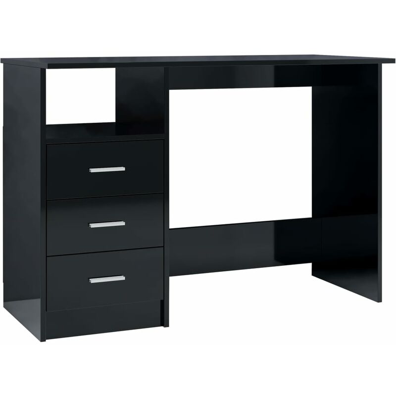 

Escritorio con Cajones de Aglomerado 110x50x76 cm Negro Brillante - Negro - Vidaxl