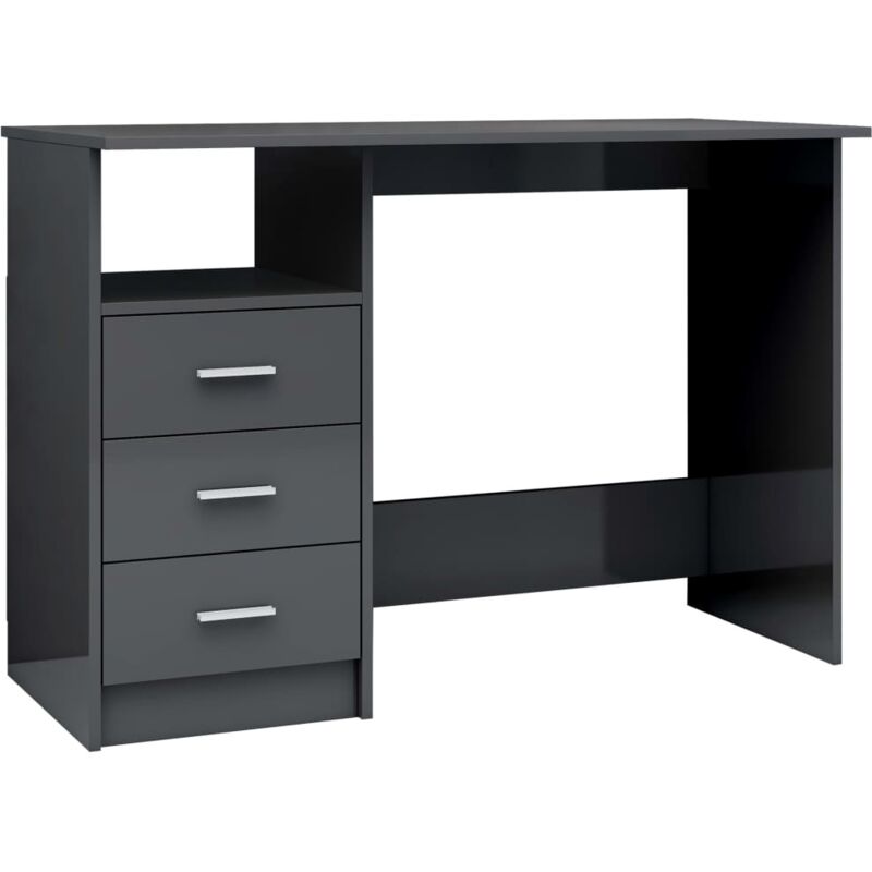 

vidaXL Escritorio con Cajones de Aglomerado 110x50x76 cm Gris Brillante - Gris