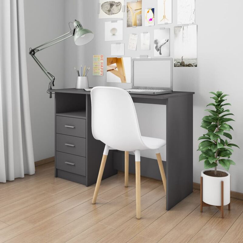 

Escritorio con cajones de aglomerado gris 110x50x76 cm - Gris