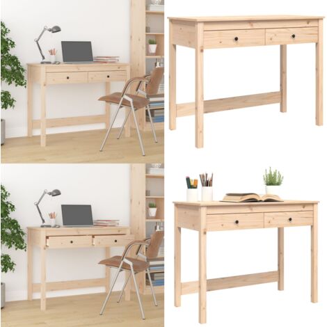Escritorio con cajones madera maciza de pino 100x50x78 cm - Cajones - Madera de pino