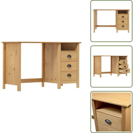 Escritorio con cajones - vidaXL Escritorio Hill con 3 cajones madera de pino 120x50x74 cm - Escritorio con estante