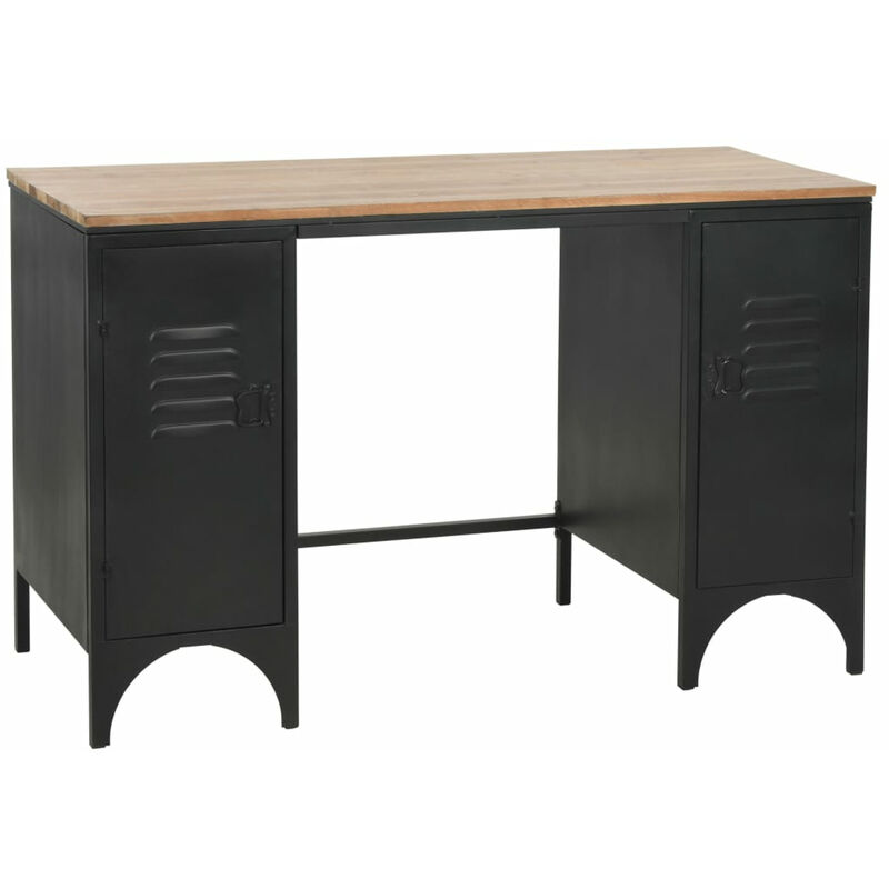 

Escritorio con doble pedestal madera abeto y acero 120x50x76 cm